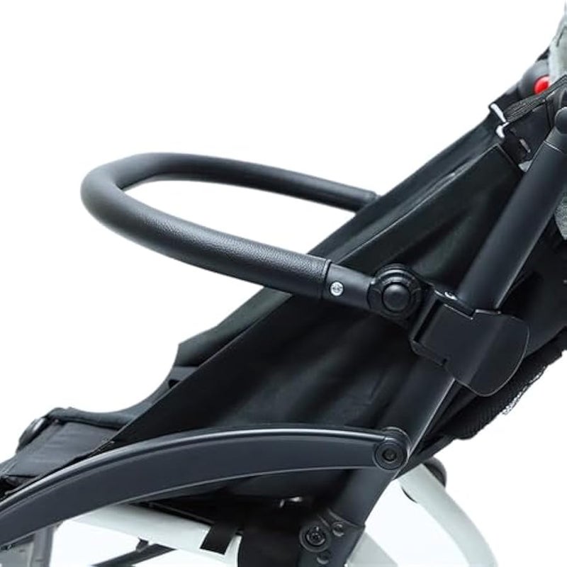 Upgrade Version Adjustable Angle Baby Stroller Bumper Bar,Armrest, Handle, Crossbar Accessories Just for BBZ Yoyo,Yoyo 2,Yoyo+, with Smooth Leather Handle Cover Black - Image 1